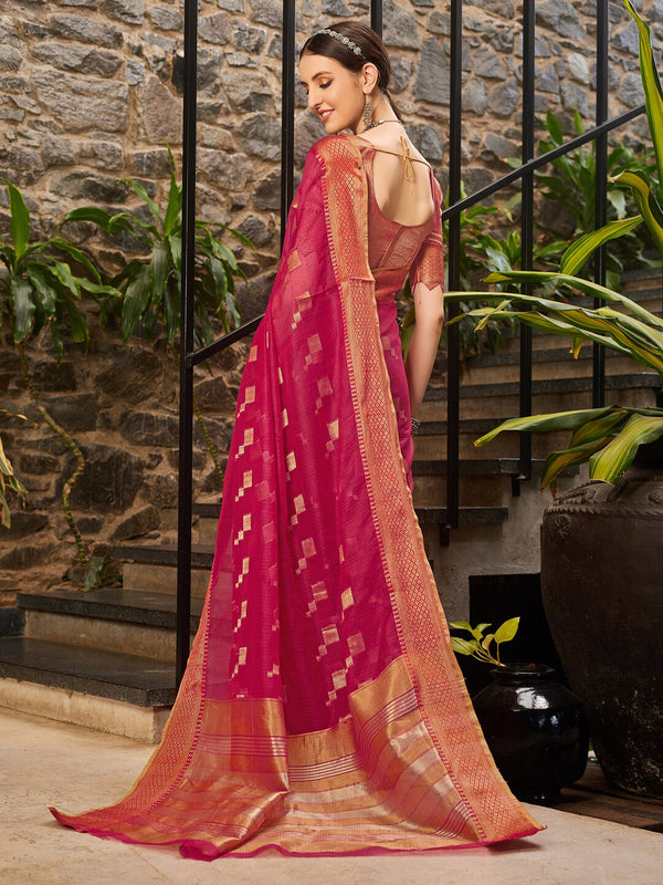 Kalini Geometric Woven Design Zari Detail Saree - Distacart