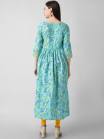 Thumbnail for Kalini Women Sea Green Ethnic Motifs Dyed Handloom Anarkali Kurta - Distacart