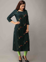 Thumbnail for Kalini Women Green Printed Thread Work Kurta - Distacart