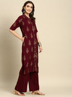Thumbnail for Sangria Ethnic Motifs Printed Pure Cotton Kurta With Palazzos - Distacart