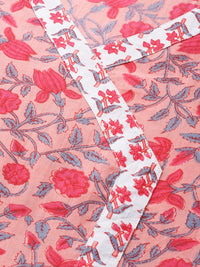 Thumbnail for Ahika Women Pink & White Printed Pure Cotton Anarkali Angrakha Kurta Set - Distacart