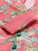 Thumbnail for Souchii Women Pink & Green Floral Layered A-Line Midi Dress - Distacart