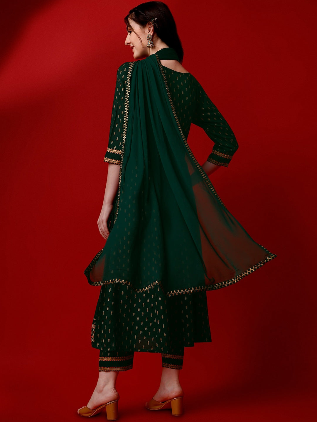 Kalini Floral Printed Regular Kurta With Trousers & Dupatta - Distacart