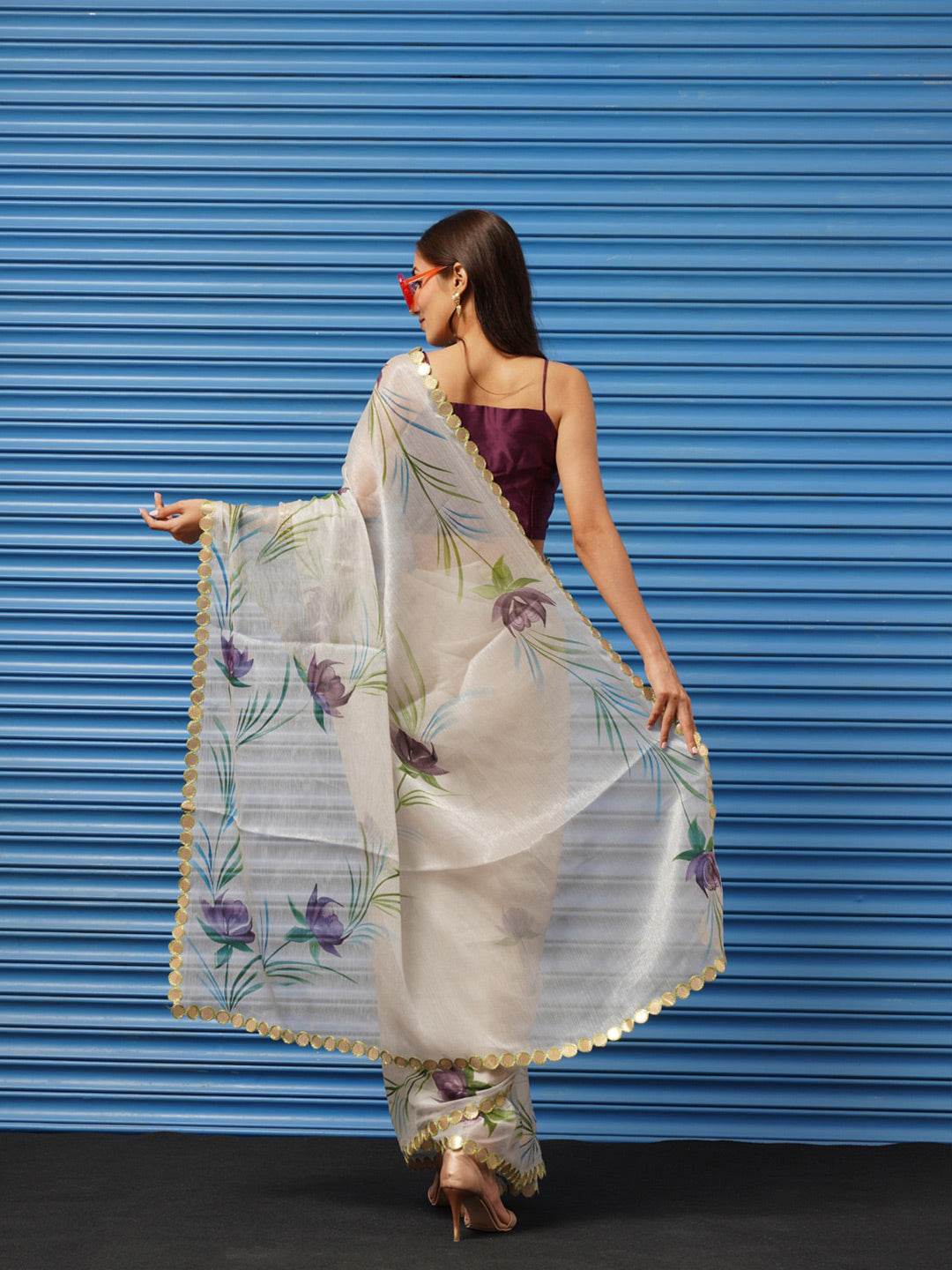 Tikhi Imli Floral Printed Poly Chiffon Saree - Distacart