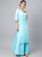Thumbnail for Khushal K Floral Embroidered Bones & Stones Kurta with Palazzos & Dupatta - Distacart