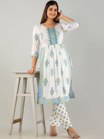 Thumbnail for Kalini Floral Printed Pleated Gotta Patti Kurta with Trousers - Distacart