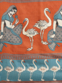 Thumbnail for Saree Mall Blue & Beige Ethnic Motifs Print Bhagalpuri Saree - Distacart