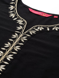 Thumbnail for Anubhutee Women Black Ethnic Motifs Embroidered Kurta with Trousers - Distacart