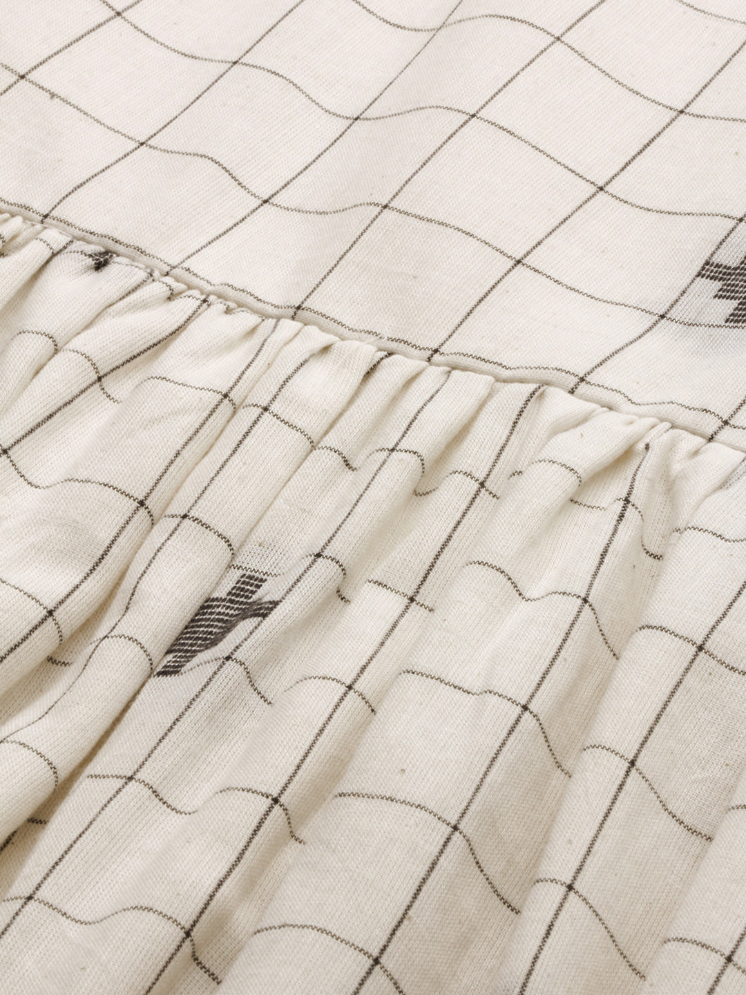 Biba Women Off-White & Black Checked Anarkali Kurta - Distacart