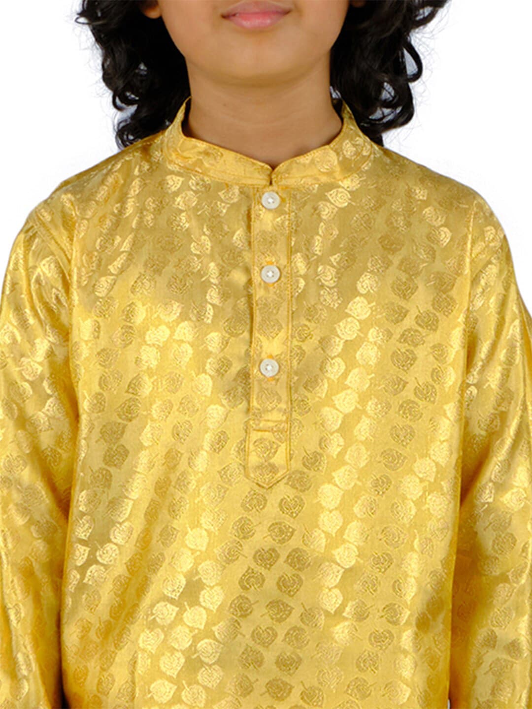 Sethukrishna Boys Gold-Toned Floral Regular Kurta with Dhoti Pants - Distacart