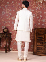 Thumbnail for House of Pataudi Straight Kurta With Churidar & Embroidered Nehru Jacket - Distacart