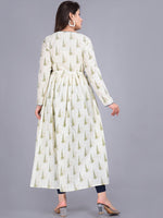 Thumbnail for Kalini Women Beige & Green Ethnic Motifs Printed Anarkali Kurta - Distacart