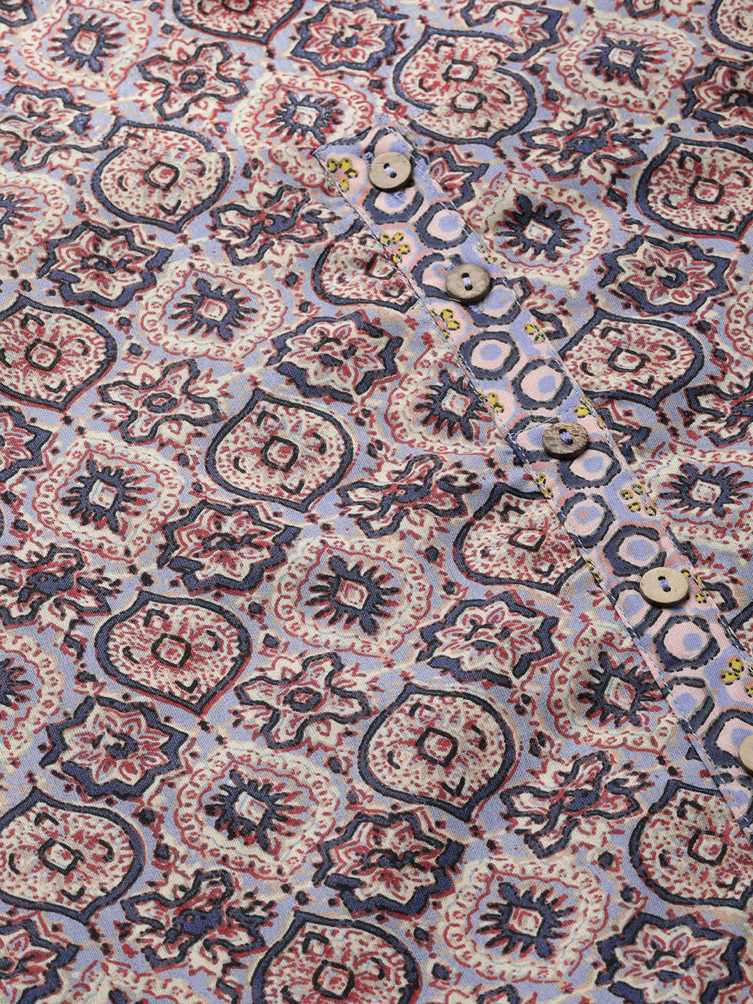 Biba Women Pink & Blue Printed A-Line Layered Kurta - Distacart