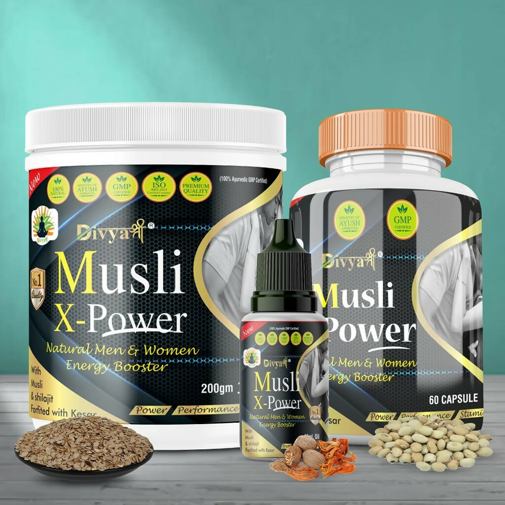 Divya Shree Musli X-Power Cap, Oil and Prash Combo - Distacart