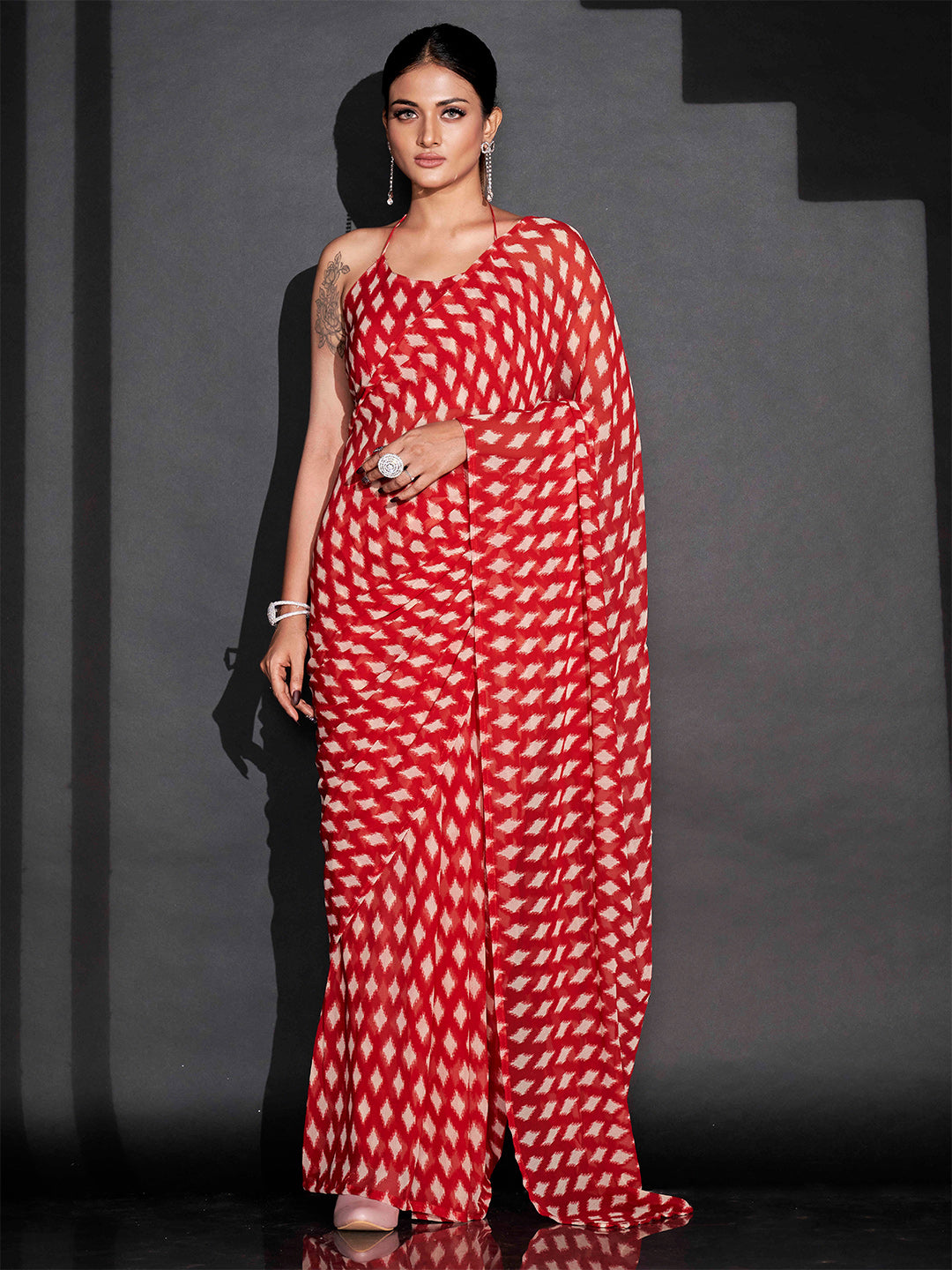 Tikhi Imli Ethnic Motifs Printed Ready To Wear Saree - Distacart