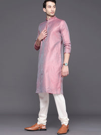 Thumbnail for Manyavar Men Peach-Coloured Ethnic Motifs Regular Kurta with Pyjamas - Distacart