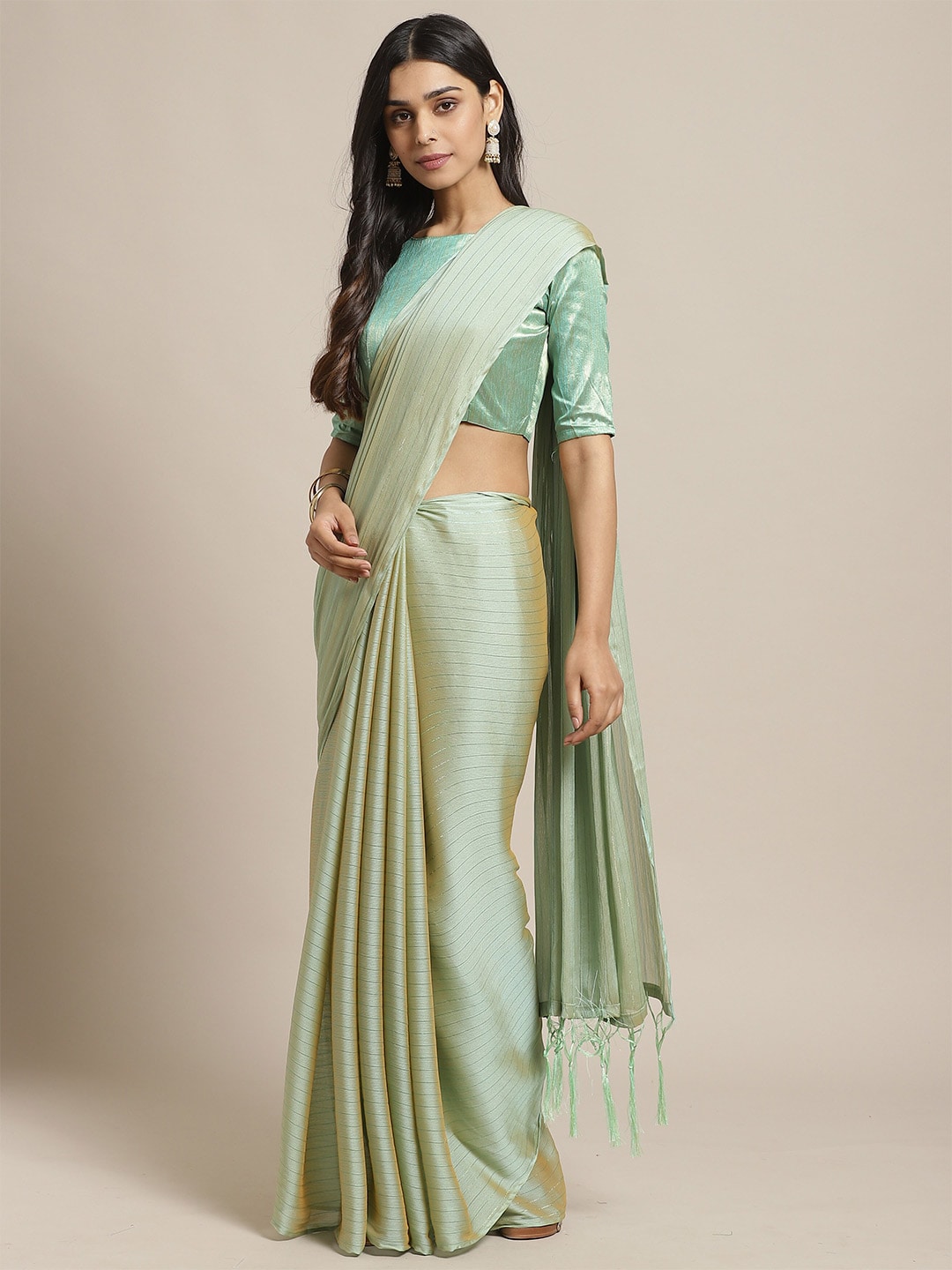 Saree Mall Women Olive Solid Saree - Distacart