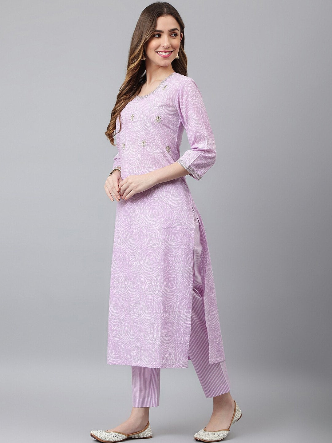 Khushal K Women Purple Panelled Kurta with Trousers & With Dupatta - Distacart