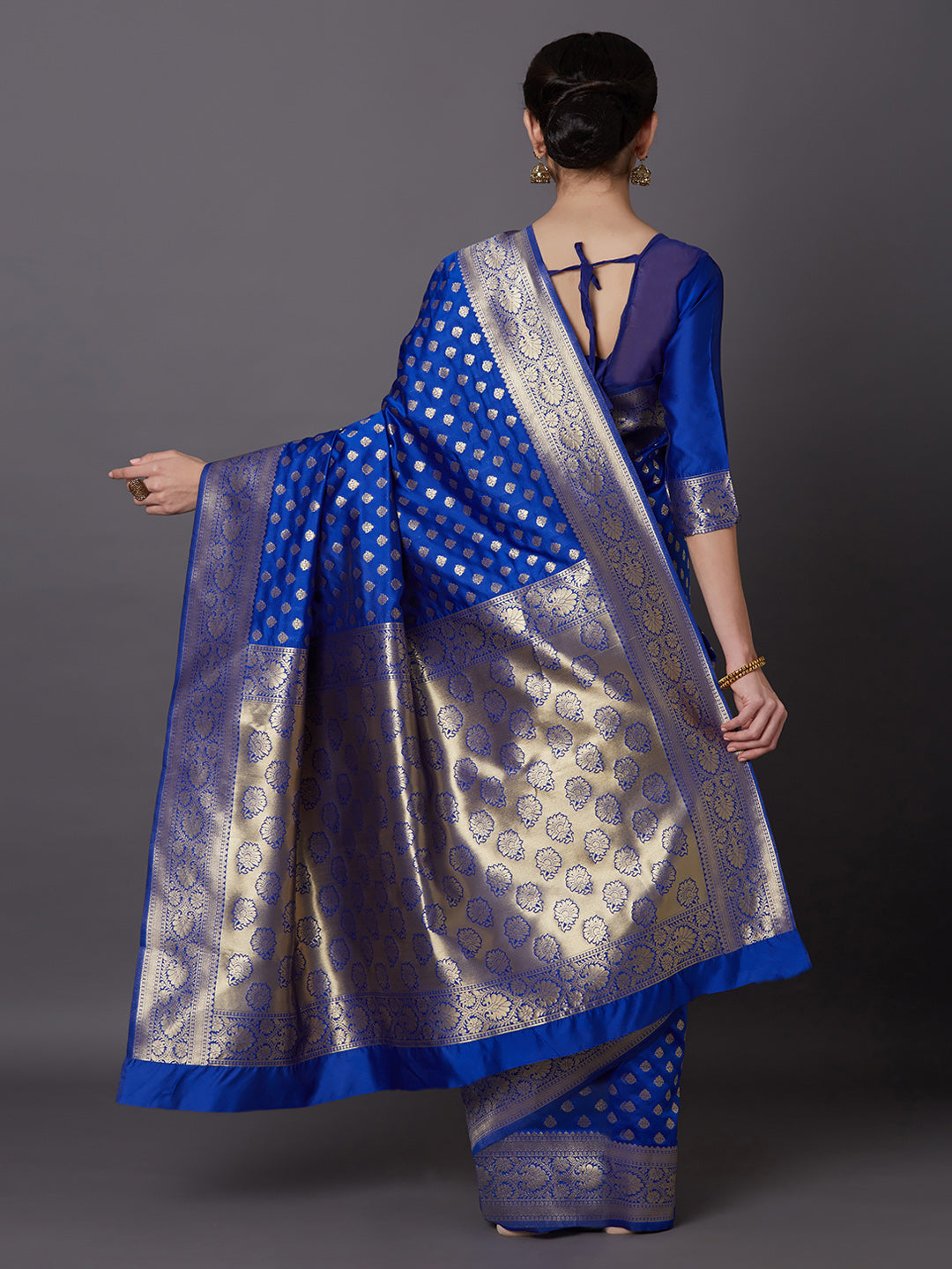 Mitera Blue Woven Design Kanjeevaram Saree - Distacart