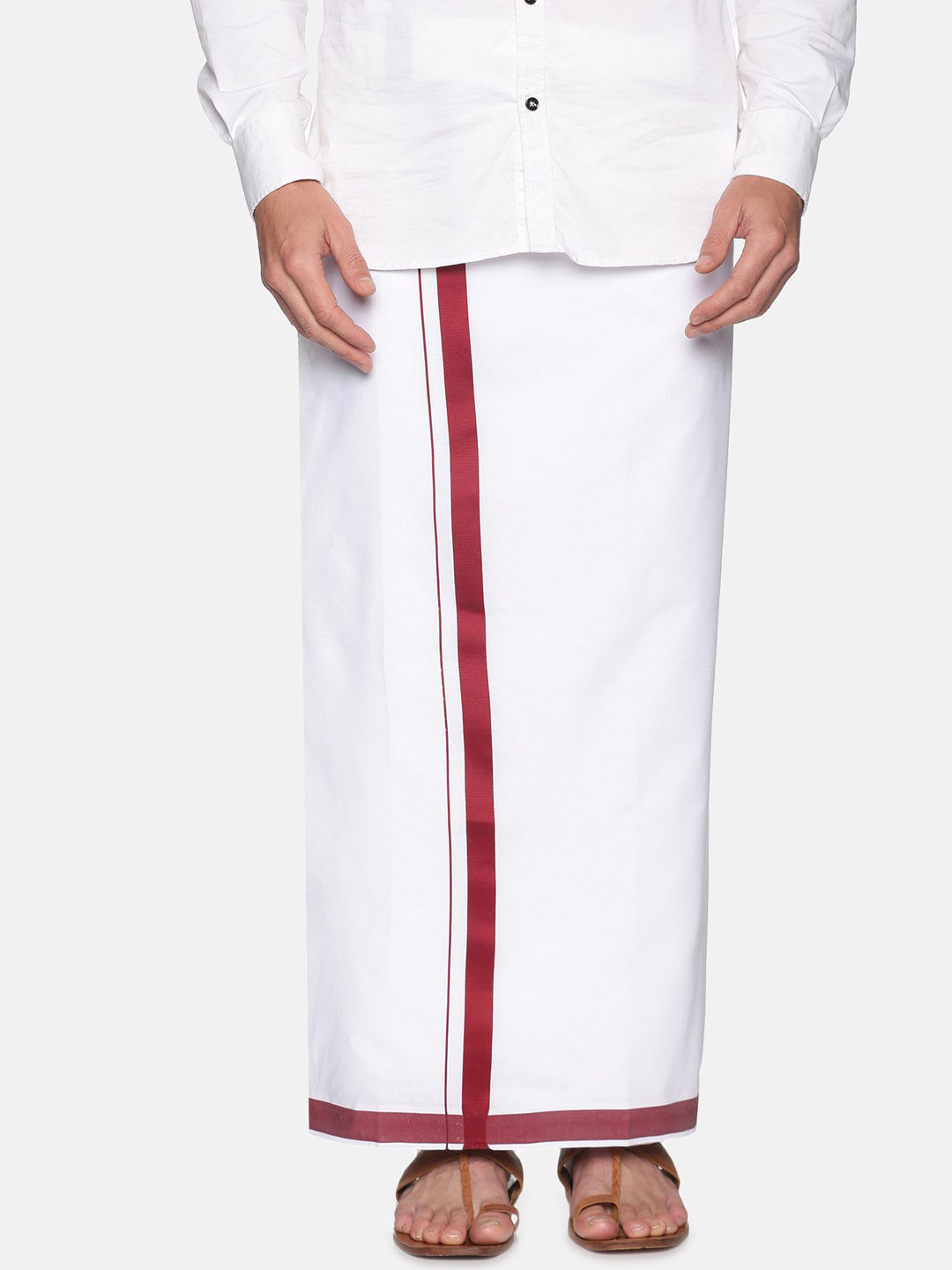 Sethukrishna Men White Solid Dhoti - Distacart