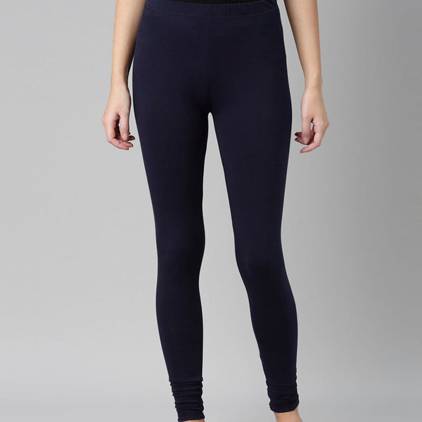Souchii Navy Blue Solid Churidar Length Leggings - Distacart