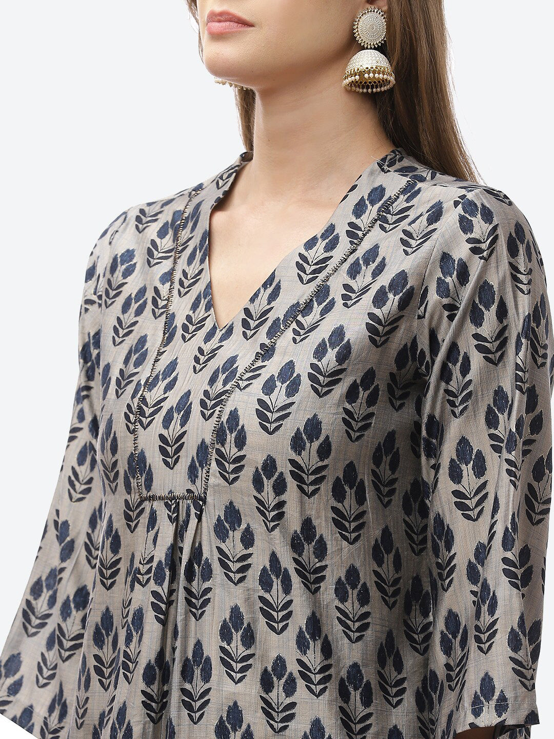 Biba Women Navy Blue Kurta with Trousers - Distacart