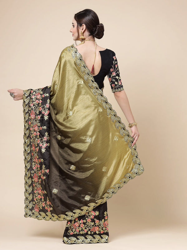 Kalini Floral Embroidered Saree - Distacart