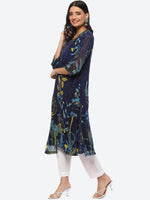 Thumbnail for Biba Women Floral Printed Thread Work A-Line Kurta - Distacart