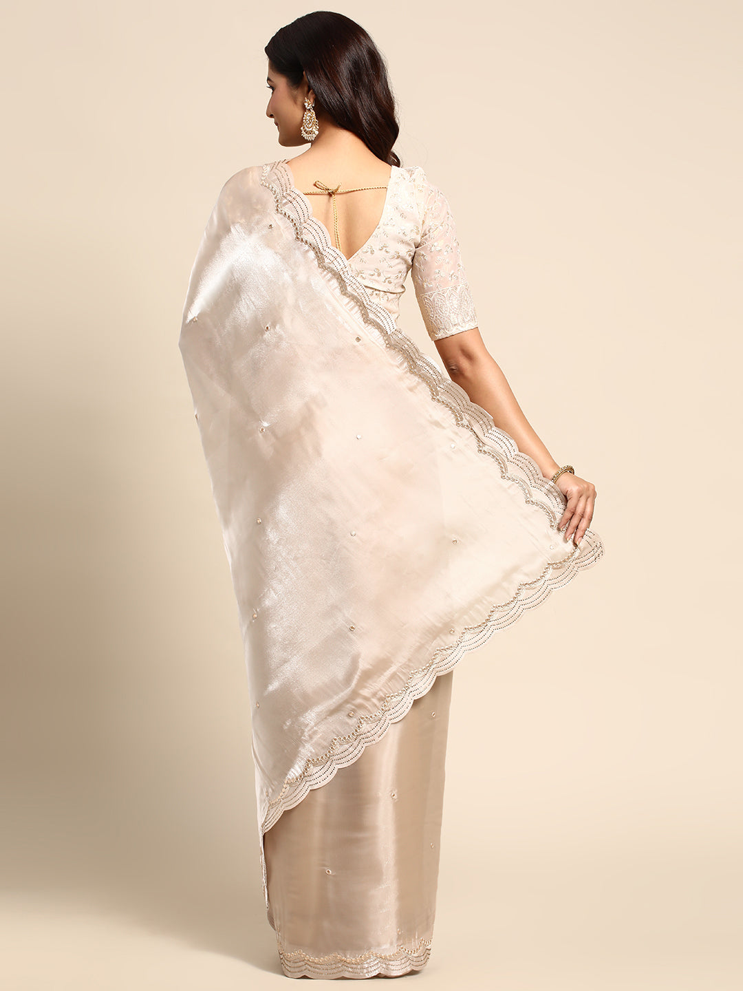 Mitera Sequinned Organza Saree - Distacart