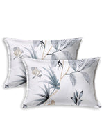 Thumbnail for haus & kinder White & Grey Floral 186 TC Pure Cotton King Bedsheet & 2 Pillow Covers - Distacart
