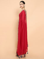 Thumbnail for Soch Maroon & Black Floral Embroidered Silk Blend Saree - Distacart
