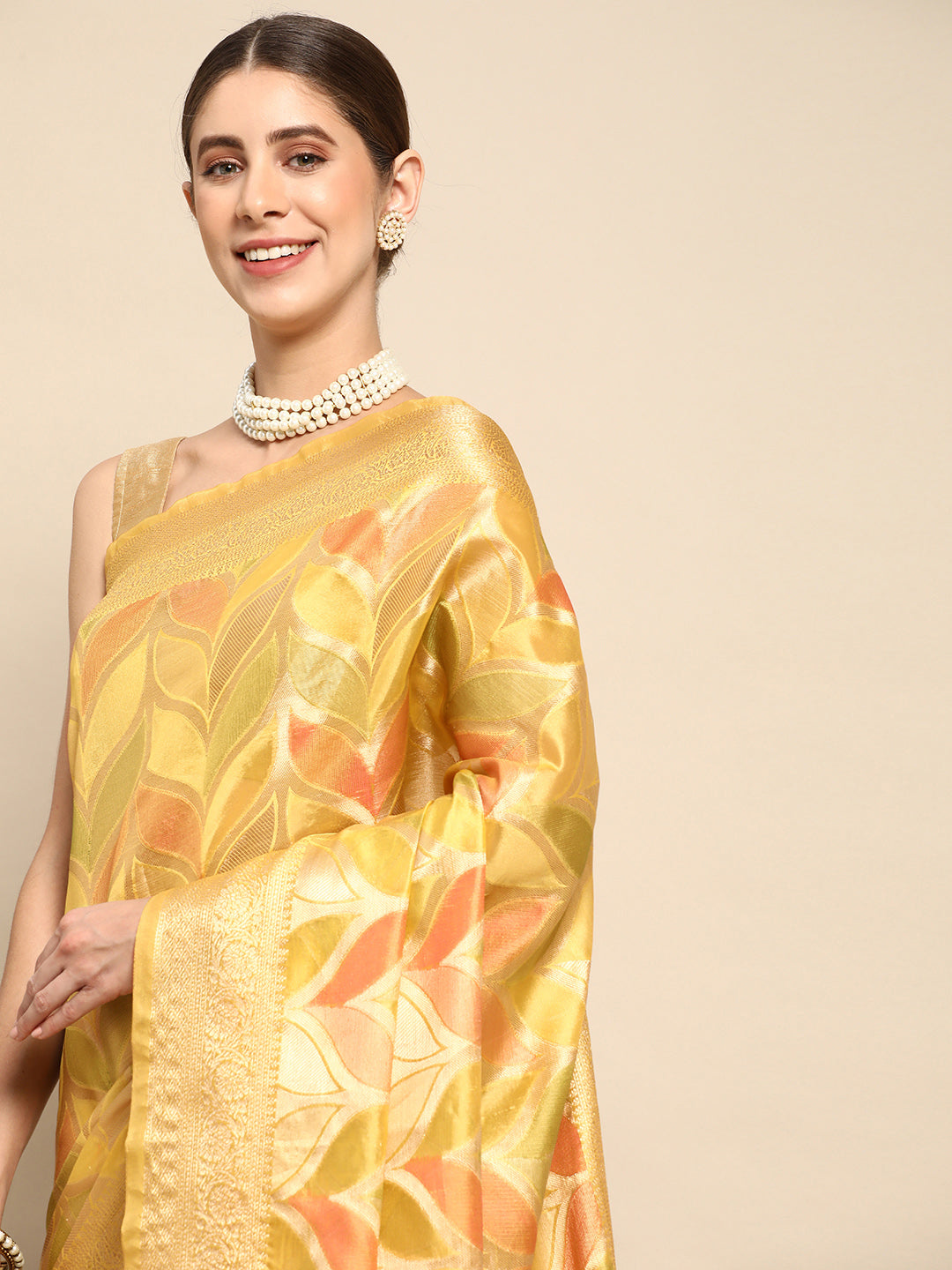 Mitera Floral Zari Organza Kanjeevaram Saree - Distacart