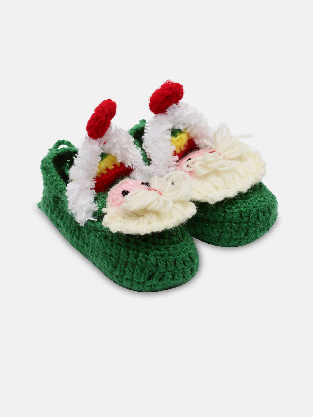 Chutput Kids Woollen Hand Knitted Cartoon Detailed Booties - Green - Distacart