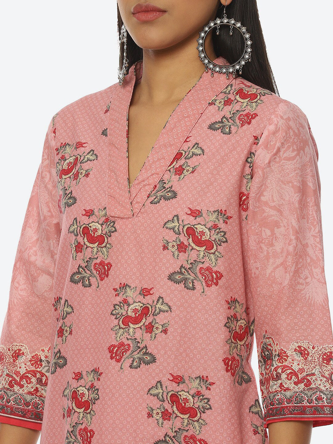 Biba Women Floral Printed V-Neck Kurta with Palazzos With Dupatta - Distacart