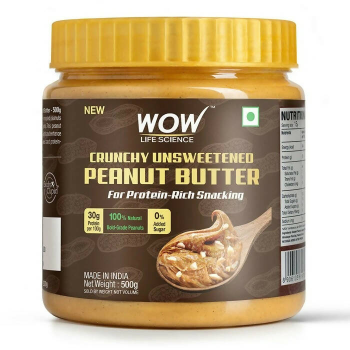 Wow Life Science Crunchy Unsweetened Peanut Butter - Distacart