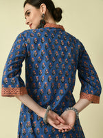 Thumbnail for Myshka Women's Blue Straight Printed Kurta - Distacart