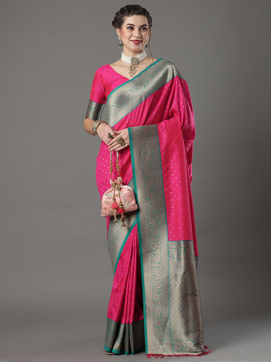 Mitera Floral Woven Design Zari Banarasi Saree - Distacart