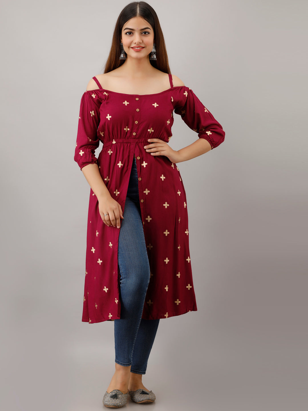 Kalini Women Magenta Ethnic Motifs Printed Kurta - Distacart