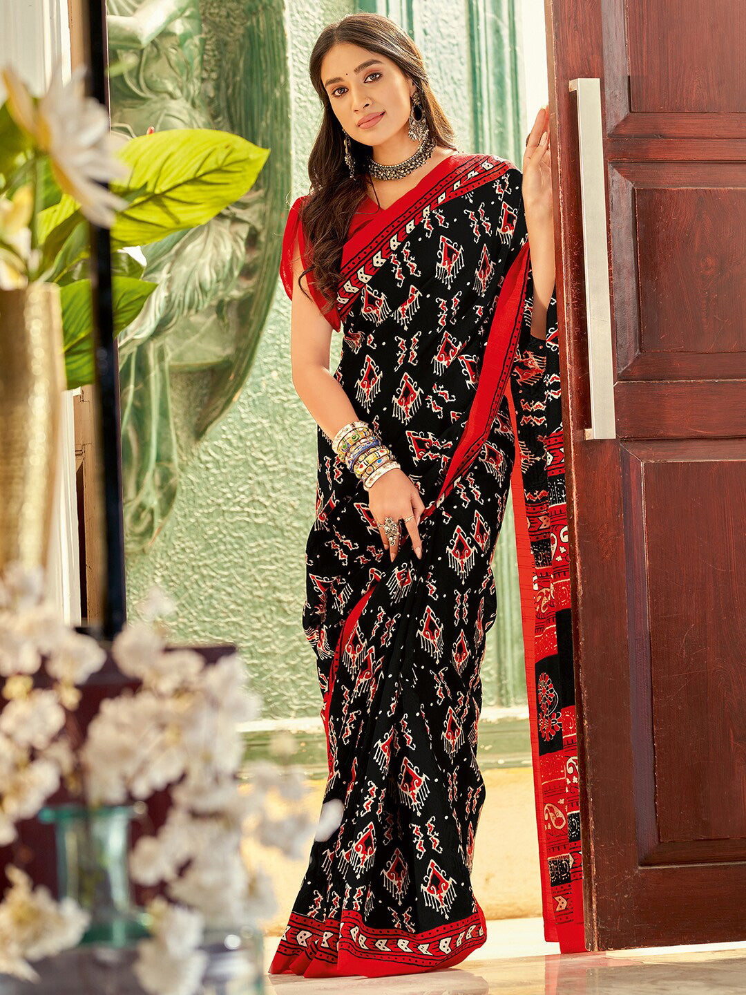 Kalini Ethnic Motif Printed Ikat Saree - Distacart