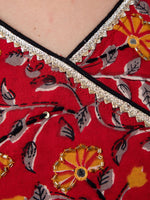 Thumbnail for Kalini Women Red Ethnic Motifs Printed Gotta Patti Cotton Anarkali Kurta - Distacart