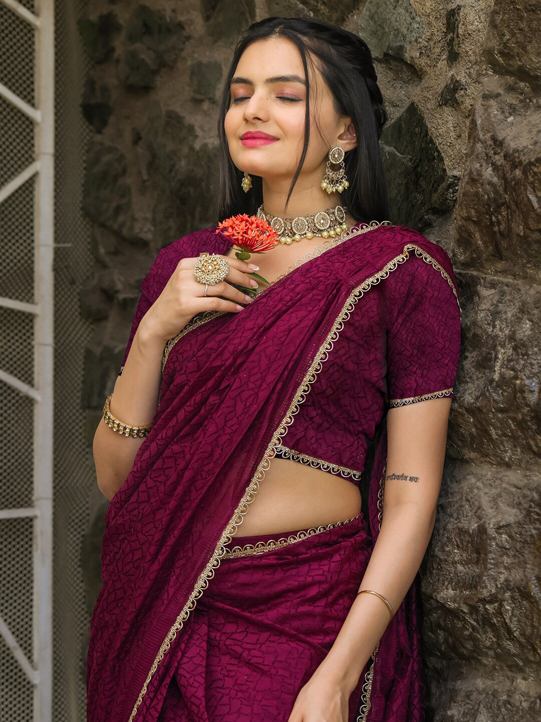 Tikhi Imli Abstract Printed Ready to Wear Saree - Distacart