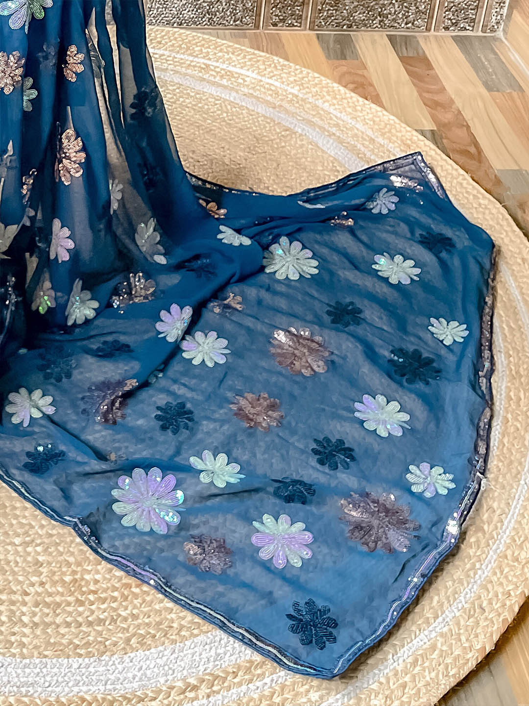 Mitera Embellished Sequinned Saree - Distacart