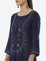 Thumbnail for Biba Women Navy Blue Ethnic Printed Kurta - Distacart