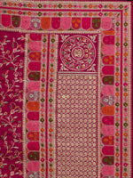 Thumbnail for Koskii Pink Floral Embroidered Designer Art Silk Saree - Distacart