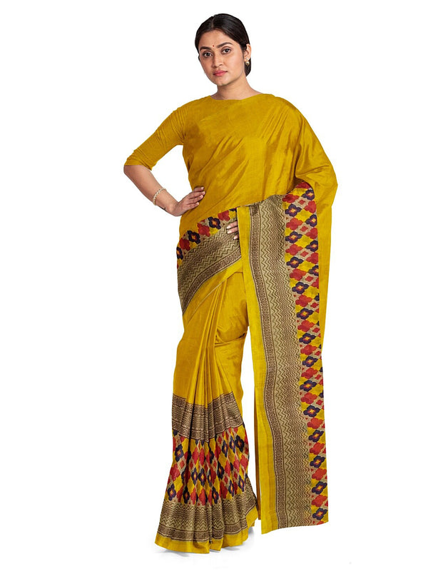 Kalini Yellow & Red Pure Georgette Dharmavaram Saree - Distacart