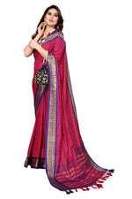 Thumbnail for Vamika Weaving Pink Cotton Silk Saree (BHAVINI PINK) - Distacart