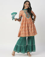Thumbnail for Lil Drama Raangoli Girls Orange Kurta With Sharara&Dupatta Set - Distacart