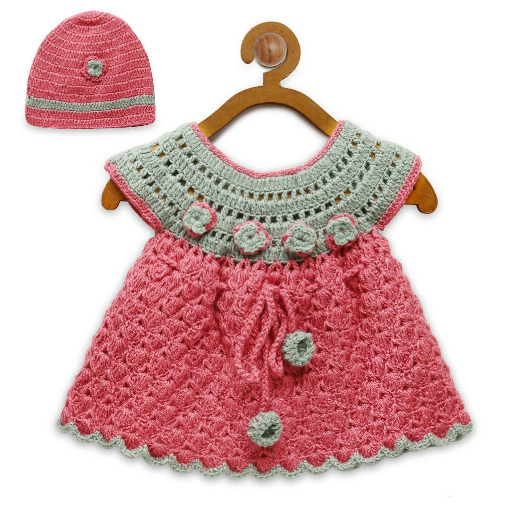 Chutput Kids Pink Coloured Mermaid Design Solid Wool Frock - Distacart