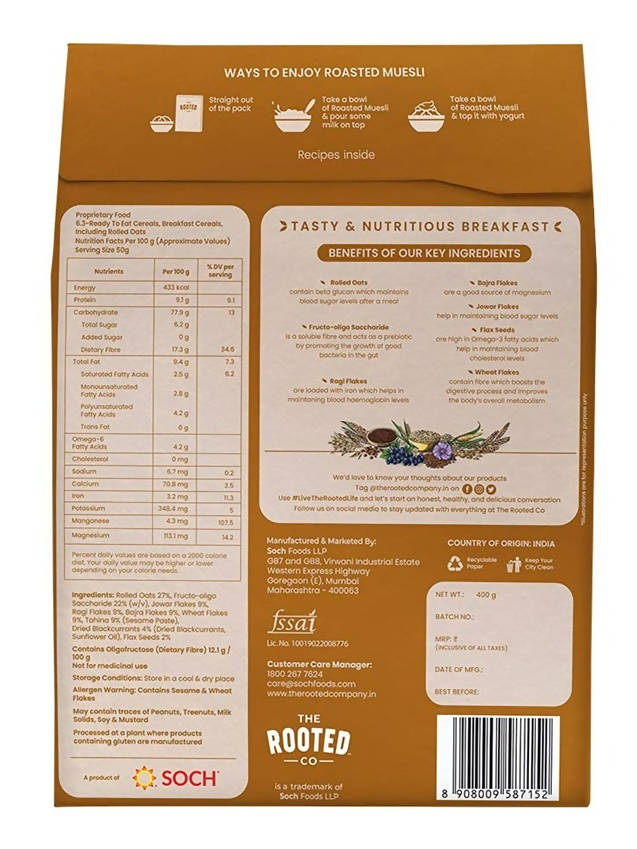 The Rooted Co Roasted Muesli Multi Millet - Distacart