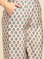 Thumbnail for Sangria Women Grey Floral Printed Empire Kurta with Trousers - Distacart